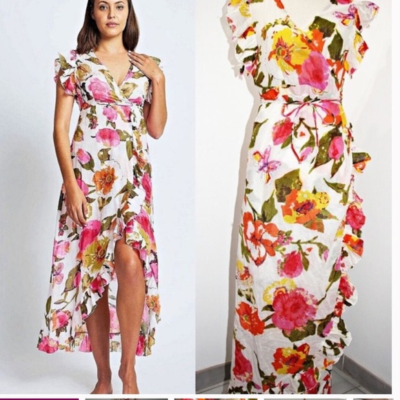 NWT Debbie Katz wrapped floral dress medium - Picture 1 of 6